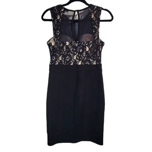 Black and Nude dress, lace and stretch material, size 5